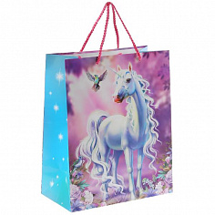 CLRBG-UNICO-02 Пакет подарочный глянцевый единороги, 26х32х14см в пак. "Играем вместе" уп-12шт
