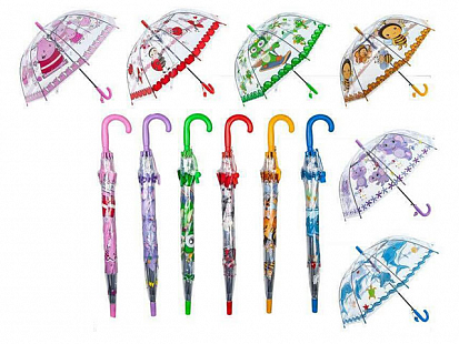 Н43406 Зонтик детский прозрачный со свистком. 6 видов. 48.5 см. (60) фото