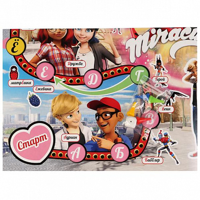 4690590181027 НАСТОЛЬНАЯ ИГРА-ХОДИЛКА "УМНЫЕ ИГРЫ" АЗБУКА. ЛЕДИ БАГ И СУПЕР КОТ В КОР. фото