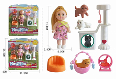 862-19 кукла с аксессуарами и питомцем набор 2 вида микс