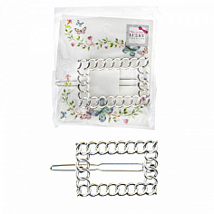 Т21493 Lukky Fashion заколка-автомат прямоуг серебро цепочка 1 шт (10702070/081121/0362279)