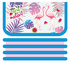 Пенал ПЧЕЛКА "ФЛАМИНГО И ЛИСТЬЯ", 190*105 мм, 3 секции (ПО-611 ФЛАМИНГО И ЛИСТЬЯ)