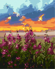 LORI Кпн-195 Картина по номерам на картоне 40*50 см "Иван-чай"