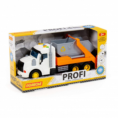 Фото ПОЛЕ86266 "Профи", автомобиль-контейнеровоз инерционный (со светом и звуком) (оранжевый) (в коробке)