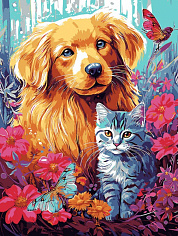 LORI Кпн-343 Картина по номерам на картоне 28,5*38 см "Сладкая парочка"