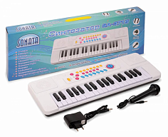 SA-3715 Синтезатор "SONATA" с микрофоном, руссиф., инструкция, панель. 37 клавиш, 8 тембров, 7 ритмо