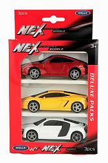 44000-3SG(B) Набор WELLY 1:43, Lambo Gallardo, Porsche 911 и Audi R8 Coupe, 3 шт.