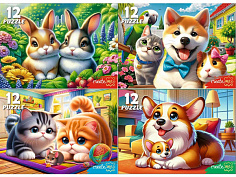 П12-2402 ПАЗЛЫ 12 элементов. ДОМАШНИЕ ЛЮБИМЦЫ кратно 32 (арт.П12-2402)