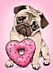 миниатюра ХК-8717 Холст с красками 22х30 по номер. в кор. (16цв.) Маленький щеночек с розовым пончиком (Арт. Х