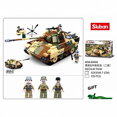M38-B0859 (12) Конструктор пласт. танк с фигурками, 725дет. в русс. кор.