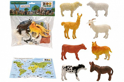 Фото 200661672 Игровой набор "Домашние животные" с картой обитания внутри (8 шт в наборе) (Zooграфия)