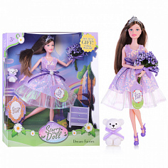 SK017 Кукла "Цветочная Фея" с цветами, подвижные руки и ноги, в коробке