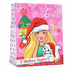 CLRBG-BRBNY-03 Веселый праздник. barbie. с новым годом! пакет подарочный 33х46х20см, в пак. уп-12шт