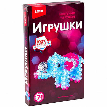 Фото товара LORI Бус-044 Игрушки. Плетение из бусин "Цирковой слон"