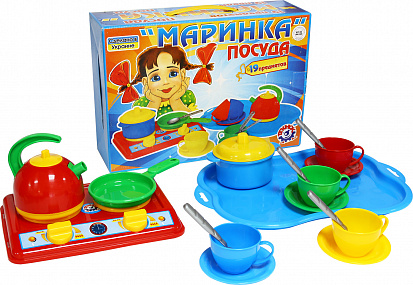 Фото товара МТ Т1554 Посуда Маринка 19 элементов с плитой в коробке 33*11*24см (5шт)