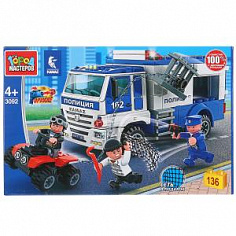 3092-KK Конструктор "Город мастеров" камаз: побег из полицейской машины, 136дет. в русс. кор.