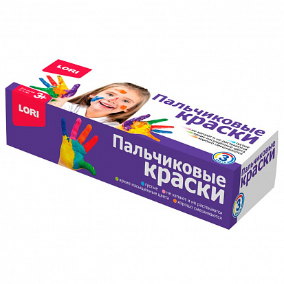Фото товара LORI Пкр-002 Пкр-002 Пальчиковые краски 3 цв. по 70 мл.