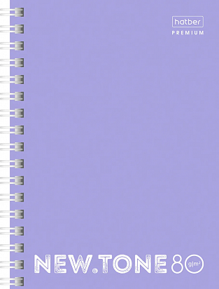 Фото товара Блокнот ХАТБЕР А6 "PREMIUM"NEWTONE PASTEL ЛАВАНДА", 80л., клетка, пласт. обложка, на гребне (80Б6A1г