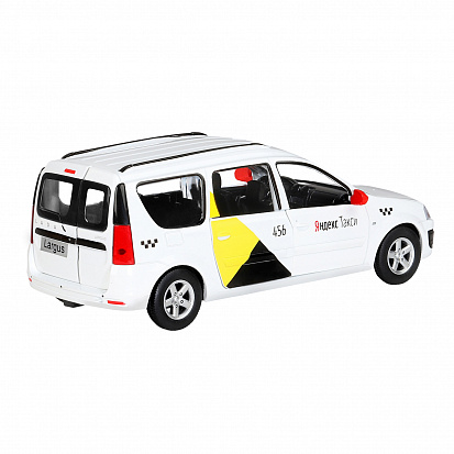 Фото 1251343JB Яндекс.Такси машинка металл., LADA LARGUS, масштаб 1:24, цвет белый, открываются 4 двери, 