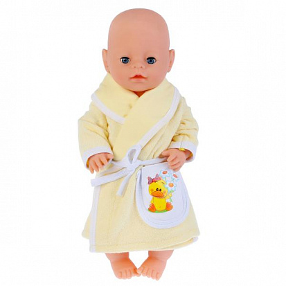 Фото OTF-1901G-RU Одежда для кукол "Карапуз" 40-42см, желтый халатик "утенок" в пак.