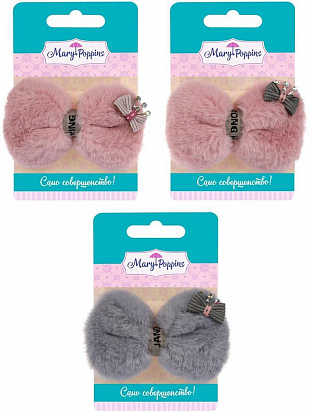 Фото товара 455300 Зажим для волос "Пушистый бантик", 8 см., в ассорт.