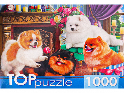 Фото товара ХТП1000-4145 TOPpuzzle. ПАЗЛЫ 1000 элементов. ХТП1000-4145 Игривые шпицы