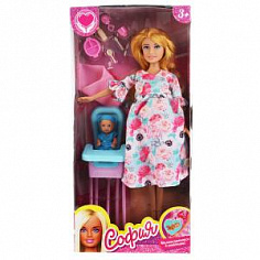 66472A-S-BB Кукла 29см София беременная, ребенок, стульчик и аксессуары в русс. кор. "София и Алекс"