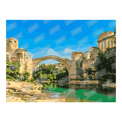 Фото LORI Рх-042 Картина по номерам холст на подрамнике 30*40 см "Старый мост"