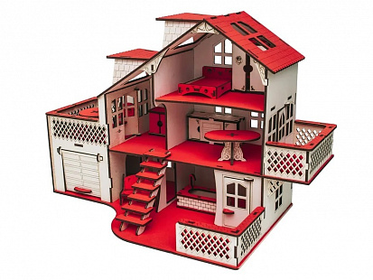Фото ЭД-017 Кукольный домик с гаражем,цвет Рубиновый