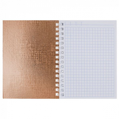 Фото товара 059696 Записная книжка ХАТБЕР А6 "METALLIC ЗОЛОТО", 80л, клетка, обл. бумвинил, гребень (80ЗК6бвВ1гр