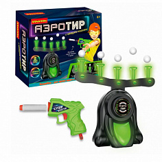 ВВ5288 Игровой набор "АЭРО-ТИР" с парящими шариками, 5 мишеней, зеленая подсветка, один бластер