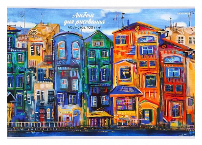 Фото товара ПП-40-0009 Альбом 40л А4 ГОРОДСКИЕ ВИДЫ МИКС скрепка