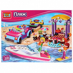 LP-2075-R Игрушка конструктор "Город мастеров" пляж, с фигурками, 330 дет. в русс. кор.