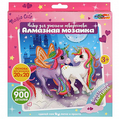 AM20X20-UNICI Алмазная мозаика 20*20 см милые единороги МУЛЬТИ АРТ