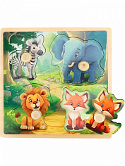 ИД-0177 Деревянная игрушка. Рамка-вкладыш "Животные Африки - 2" (15x15x0,7 см) (арт.ИД-0177)