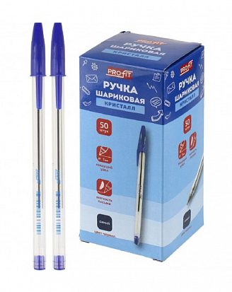 ПП-РШ-3359 Ручка шар TM Profit КРИСТАЛЛ СИНЯЯ 1мм 144мм, прозрачный корпус фото