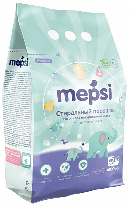 Фото 0517 Стиральный порошок на основе натурального мыла для детского белья Mepsi 6 кг
