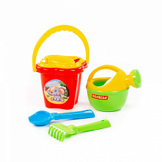 ПОЛЕ4450 Набор №222: ведро-цветок среднее, ситечко-цветок, совок №2, грабельки №2, лейка малая №4