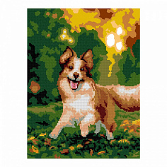 LORI Ам-067 Алмазная мозаика 30*40 см (частичное заполнение) "Весёлый бордер-колли"