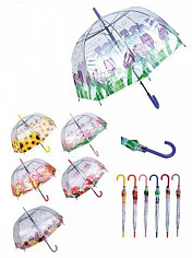 Н45720 Зонтики детские купольные "Цветы". 6 видов. 82 см. (12/60)