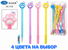 МС-7558 Ручка шар дет ЛАПКА КОТЕНОК синяя