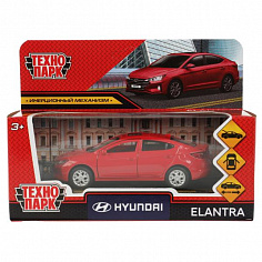 ELANTRA-12-RD Машина металл HYUNDAI ELANTRA длина 12 см, двери, багаж, инер, красный, кор. Технопарк