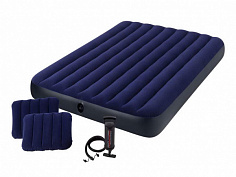 64765 Двуспальный матрас 152х203х25 см. с насосом и двумя подушками