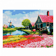 Ам-064 Алмазная мозаика 30*40 см (полное заполнение) "Голландская деревня"