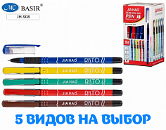 МС-JH-908 Ручка шар. цветной корпус с рисунком 0,7мм синяя