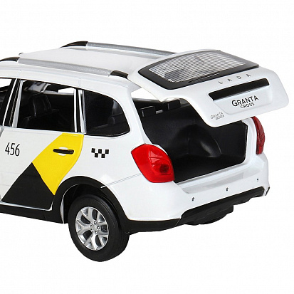 Фото 1251346JB Яндекс.Такси машинка металл., LADA GRANTA CROSS,цвет белый, масштаб 1:24, открываются 4 дв