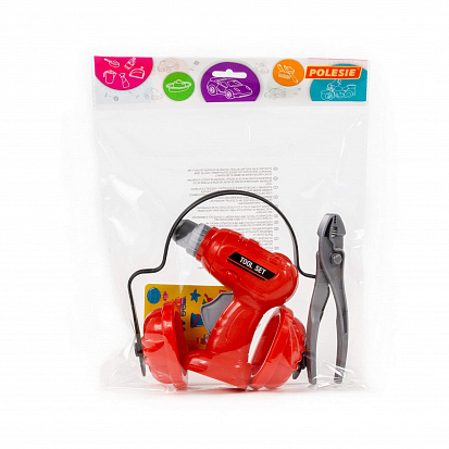 Фото товара ПОЛЕ91093 Набор инструментов №21 (шуруповёрт, наушники, плоскогубцы)