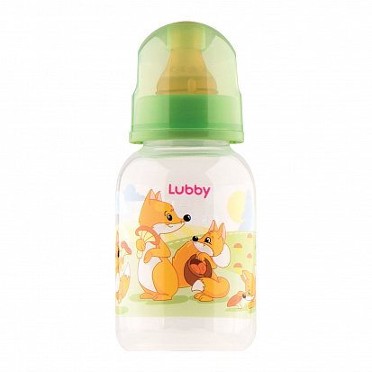 Фото товара LUBBY13565 LUBBY Бутылочка с соской "Веселые животные",от 0мес.125мл,,полипропилен,латекс