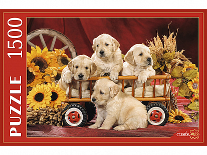 Фото товара КБ1500-2647 ПАЗЛЫ 1500 элементов. КБ1500-2647 ЩЕНКИ И ПОДСОЛНУХИ