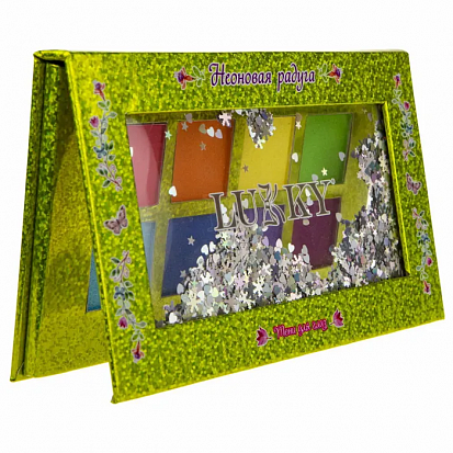 Фото Т21673 Lukky Неоновая радуга, палетка теней, 8 цветов, пакет (10317120/190522/3065471)